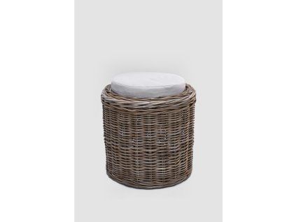 Runder Rattanhocker mit Kissen