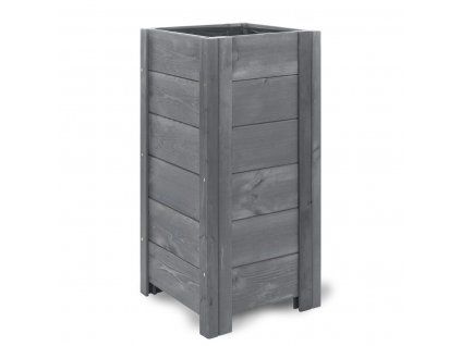 Hoher rechteckiger Holzgartenkasten - grau, 39 x 39 x 79 cm