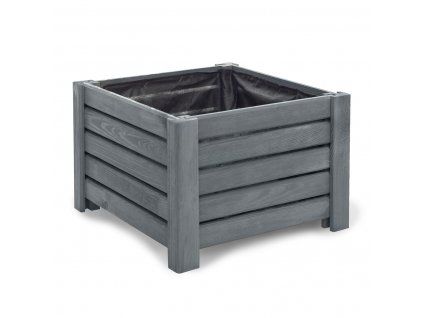 Rechteckiger Holzgartenkasten - grau, 38 x 38x 25 cm