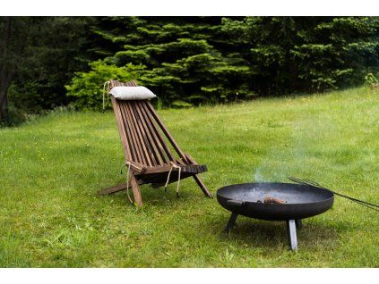 Klappbarer Gartenholzstuhl mit Kissen - braun