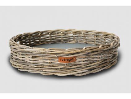 Rattan Tablett rund - grau, Durchmesser 47 cm