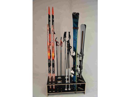 Kombinierter Holzständer für Skier, Langlaufskier und Stöcke (Abmessungen 85x35, h. 30 mit einem individuellen Text)