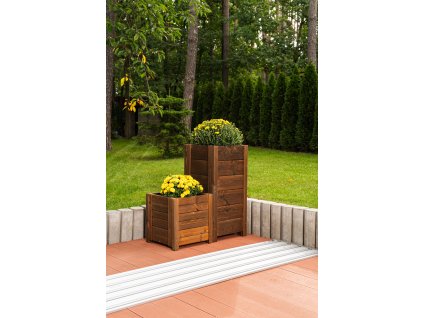 Hoher rechteckiger Holzgartenkasten – braun, 39 x 39 x 79 cm