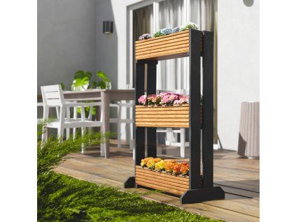 Holzständer für Blumenkästen – 3-stöckig, hellbraun