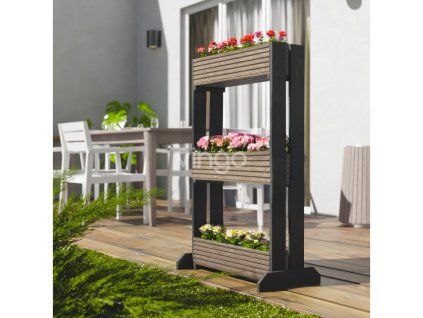 Blumenkastenständer aus Holz - 3 Etagen, grau