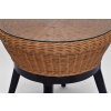 Honig -Rattan -Tisch mit Elementen aus massivem Mahagoniholz