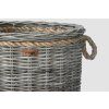 Großer Rattan-Aufbewahrungskorb mit Seilgriffen, rund - grau