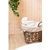 Rattan Aufbewahrungskorb mit weißem Stoff, rund - grau