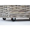 Rattan-Holzkorb auf Rädern, rechteckig - grau