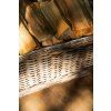 Rattan-Holzkorb auf Rädern, rechteckig - grau