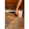 Rattan-Holzkorb auf Rädern, rechteckig - grau