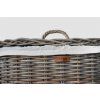 Rattan-Wäschekorb mit Deckel, rund - grau