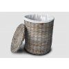 Rattan-Wäschekorb mit Deckel, rund - grau