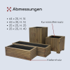 Höherer rechteckiger Holz-Blumenkasten mit Kunststoffeinsatz – grau, 25 x 25 x 40