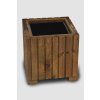 Rechteckiger Holzkasten mit Kunststoffeinsatz – braun, 25x25x25