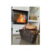 Brauner Rattankorb für Holz mit Stoff, 42 x 30 cm